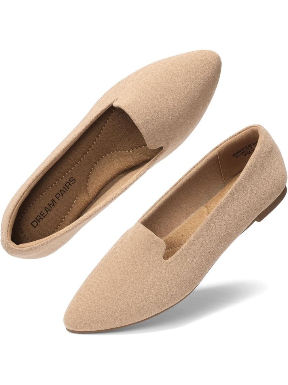 Women's Light Nude Comfortable Pointed Toe Business Slip-On Loafer Flat Shoes